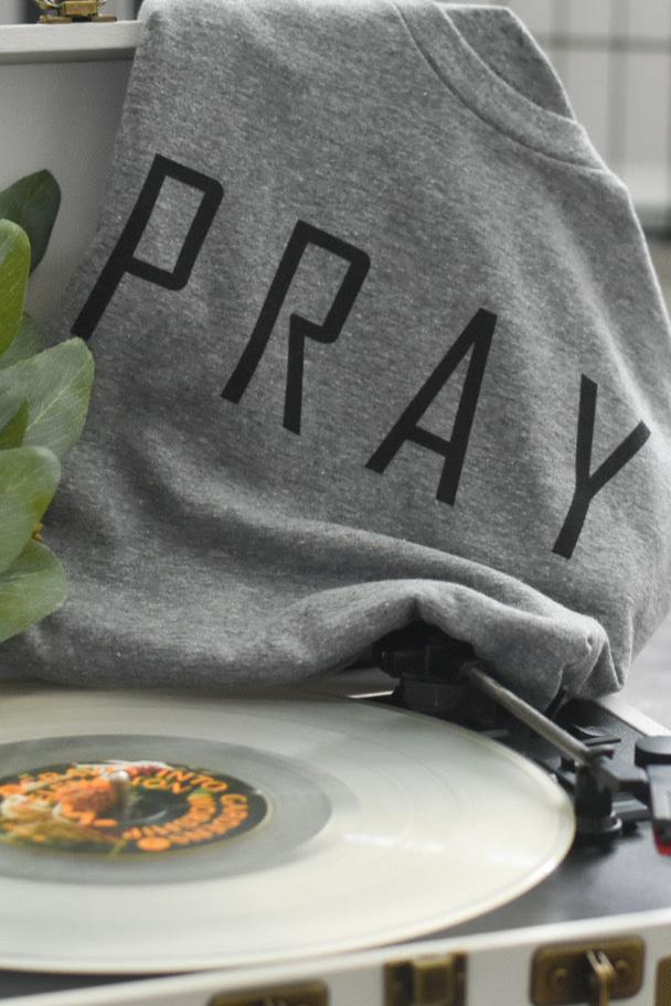Pray Unisex Tee (Heather Grey) - WovenFaith