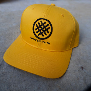 yellow and black woven faith christian hats