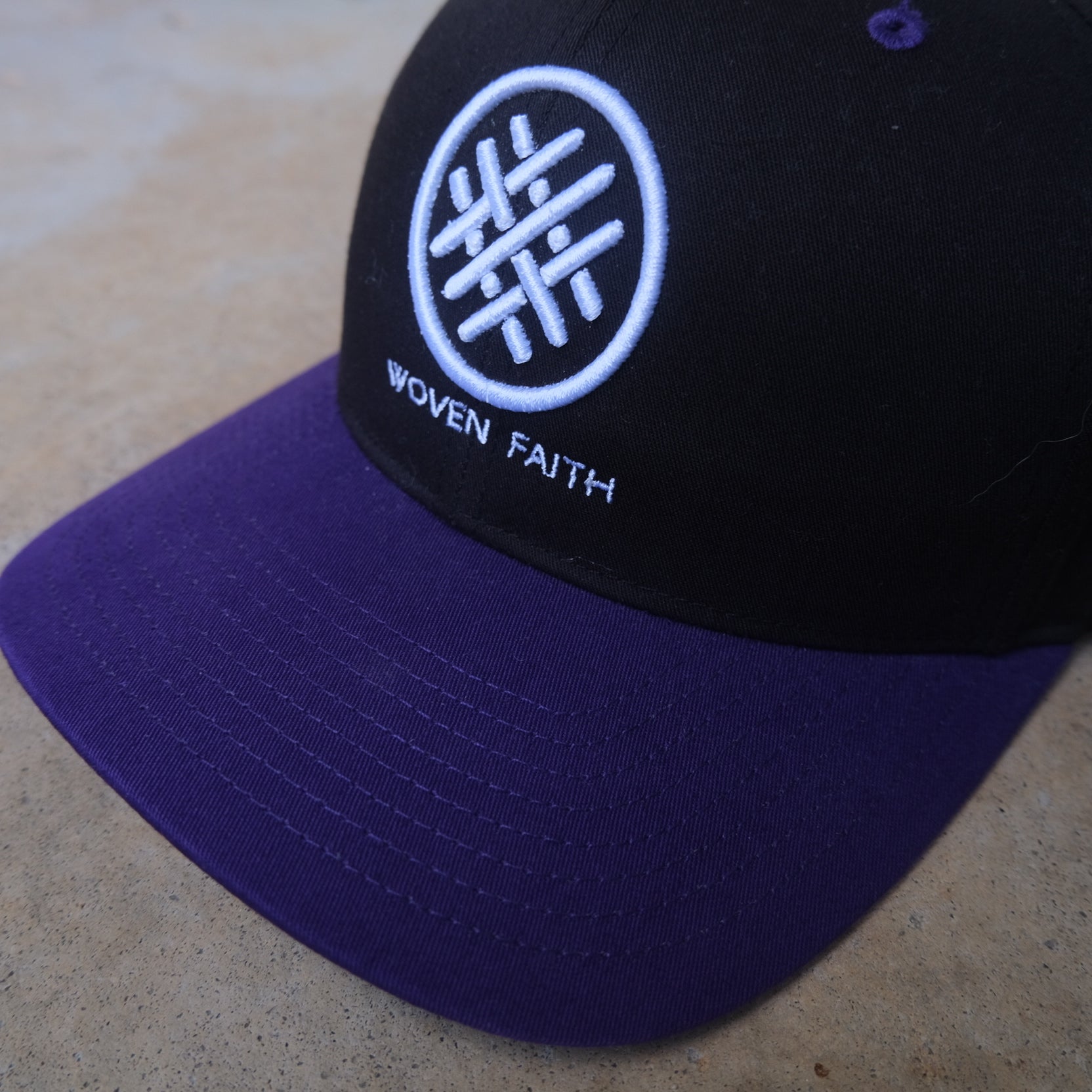 purple and black woven faith christian hats