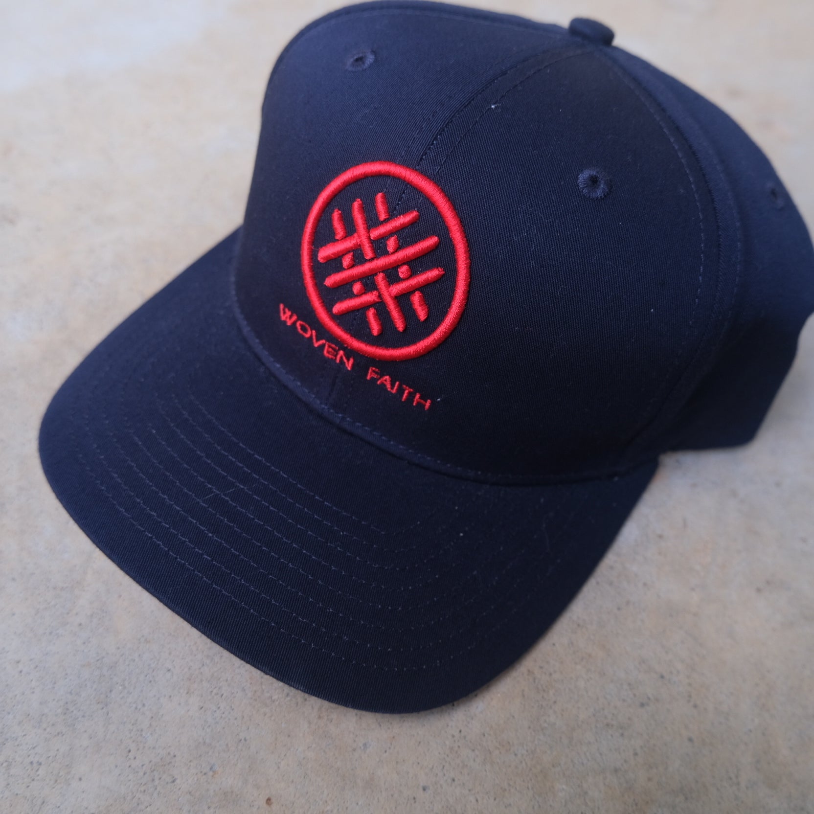 navy and red woven faith christian hats